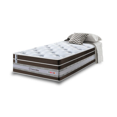 Colchão Solteiro de Molas Ensacadas D33 com Pillow TOP Cama inBox Select 88x188x32 Café