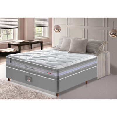 Cama Box Casal Colchão OrtoFirm + Box 138x188x71 Double Face Espuma D33 Dourado