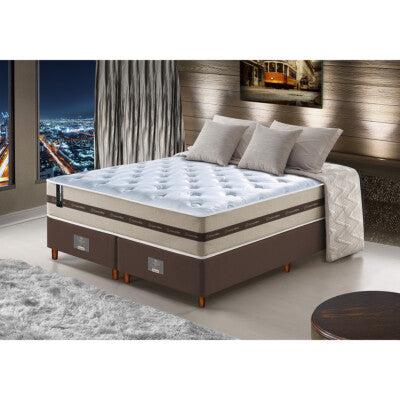 Cama Box King Colchão OrtoFirm + Box 193x203x71 Double Face Espuma D45 Cinza