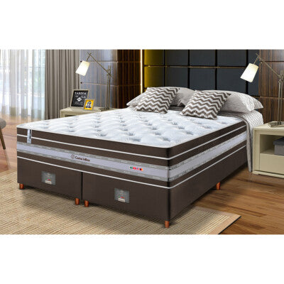 Cama Box King Colchão OrtoFirm + Box 193x203x71 Double Face Espuma D33 Dourado