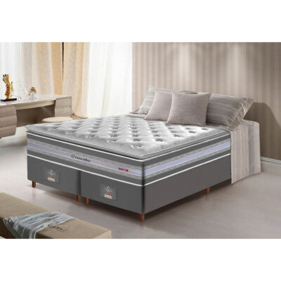 Cama Box King Colchão Euro Pillow + Box 193x203x70 Molas Ensacadas Cama inBox Frost ThermoGel
