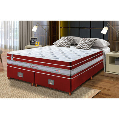 Cama Box Queen Colchão OrtoFirm + Box 158x198x71 Double Face Espuma D33 Dourado