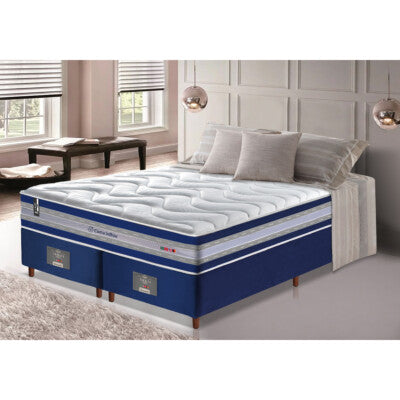 Cama Box Queen Colchão OrtoFirm + Box 158x198x71 Double Face Espuma D33 Dourado