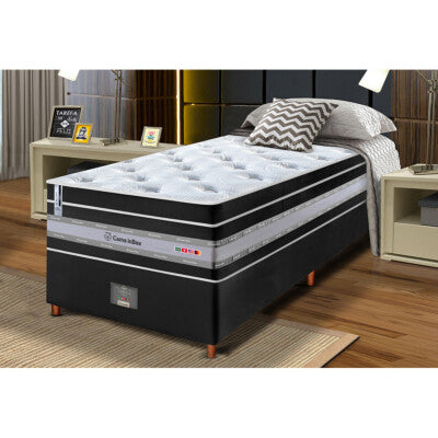 Cama Box Solteiro Colchão OrtoFirm Black + Box 88x188x67 One Face Espuma D33 Preto