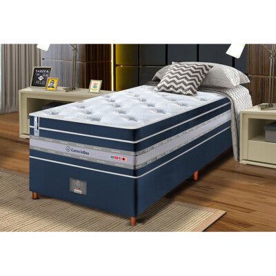 Cama Box Solteiro Colchão Euro Pillow + Box 88x188x70 Molas Ensacadas Cama inBox Frost ThermoGel