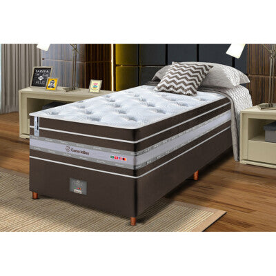 Cama Box Solteiro Colchão + Box 88x188 Molas Ensacadas Cama inBox Relax Pillow Café