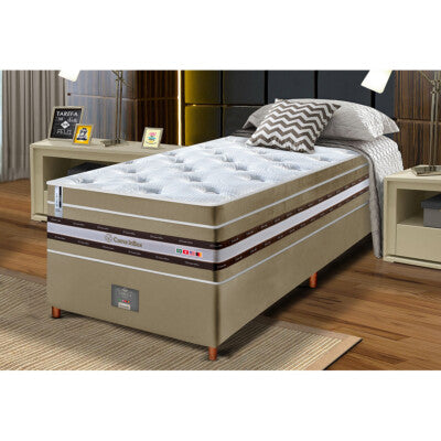 Cama Box Solteiro (Colchão + Box) 88x188x60 de Molas Ensacadas Cama inBox Smart Gold Bege