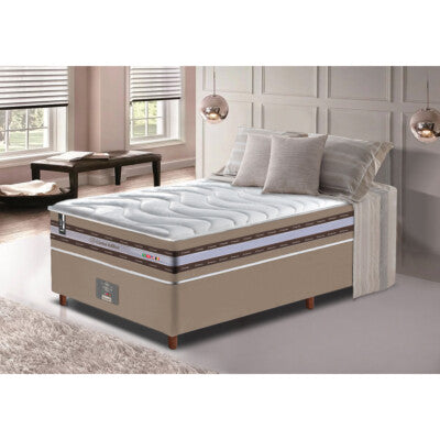 Cama Box Solteiro Colchão OrtoFirm + Box 88x188x71 Double Face Espuma D33 Dourado