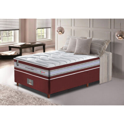 Colchão Casal de Molas Ensacadas D33 com Pillow TOP Cama inBox Select 138x188x32 Vinho