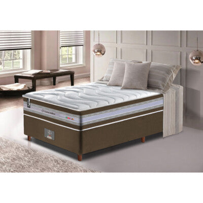 Cama Box Solteiro Colchão + Box 88x188 Molas Ensacadas Cama inBox Relax Pillow Café