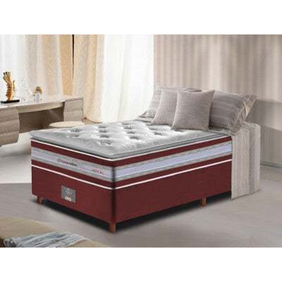 Colchão Casal de Molas Ensacadas D33 com Pillow TOP Cama inBox Select 138x188x32 Vinho
