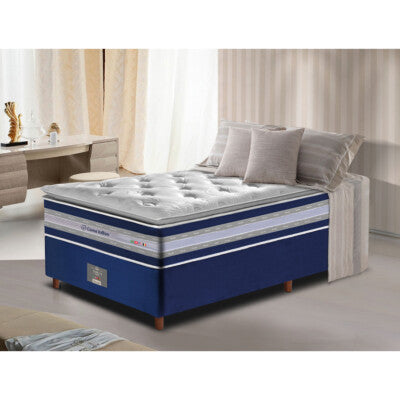 Cama Box Solteiro Colchão Euro Pillow + Box 88x188x60 Molas Ensacadas Cama inBox Frost ThermoGel Living