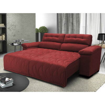 Sofá Retrátil e Reclinável com Molas Ensacadas Cama inBox Gold 2,52m Tecido Suede Velusoft Vermelho