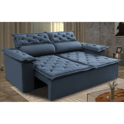 Sofá Sem Caixa Retrátil 1,80m SoftGel Celeste Velusoft Azul Cama inBox