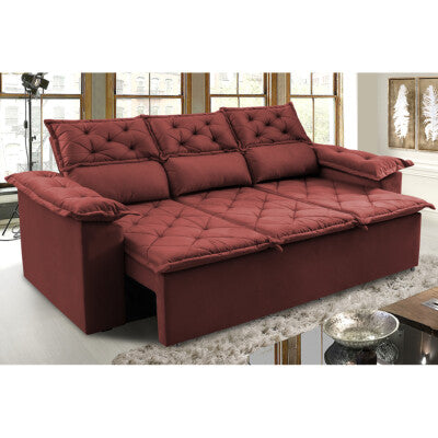 Sofá Sem Caixa Retrátil 2,00m SoftGel Luna Velusoft Vermelho Cama inBox