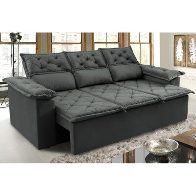Sofá 3 Lugares Retrátil e Reclinável Cama inBox Senses 2,00m Velusoft Cinza