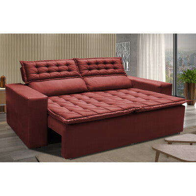 Sofá Sem Caixa Retrátil 1,80m SoftGel Luna Velusoft Vermelho Cama inBox