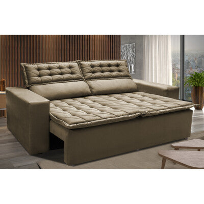 Sofá Baú Sem Caixa Retrátil 1,80m SoftGel Petit Boucle Caramelo Cama inBox