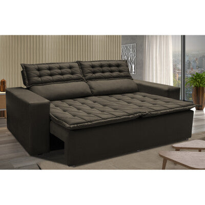 Sofá Sem Caixa Retrátil 1,80m SoftGel Luna Velusoft Café Cama inBox