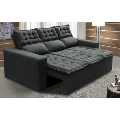 Sofá 3 Lugares Retrátil e Reclinável Cama inBox Senses 2,00m Velusoft Cinza