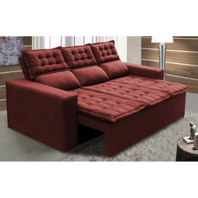Sofá Sem Caixa Retrátil 2,00m SoftGel Luna Velusoft Vermelho Cama inBox