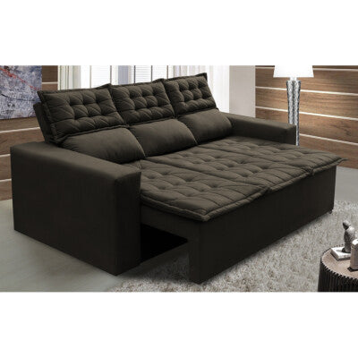 Sofá 3 Lugares Retrátil e Reclinável Cama inBox Senses 2,00m Velusoft Café
