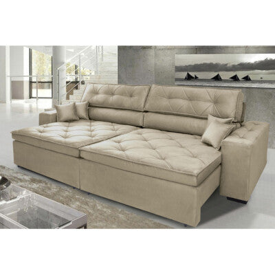 Sofá Baú Sem Caixa Retrátil 1,80m SoftGel Bonnie Boucle Marrom Cama inBox