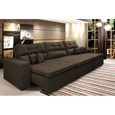 Sofá Baú Sem Caixa Retrátil 1,80m SoftGel Bonnie Boucle Marrom Cama inBox