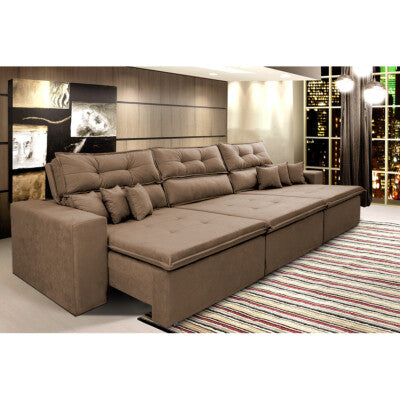 Sofá Baú Sem Caixa Retrátil 1,80m SoftGel Bonnie Boucle Marrom Cama inBox