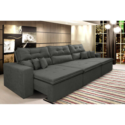 Sofá Baú Sem Caixa Retrátil 1,80m SoftGel Bonnie Boucle Marrom Cama inBox