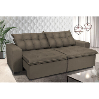 Sofá Baú Sem Caixa Retrátil 1,80m SoftGel Bonnie Boucle Marrom Cama inBox