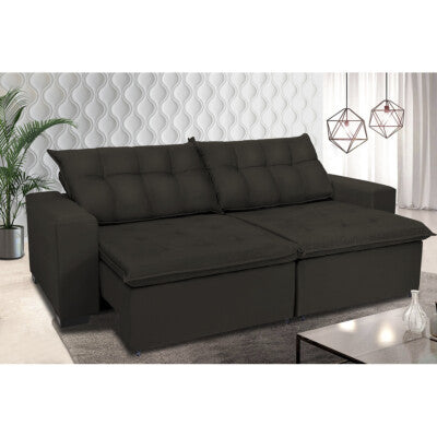 Sofá Baú Sem Caixa Retrátil 1,80m SoftGel Bonnie Boucle Marrom Cama inBox