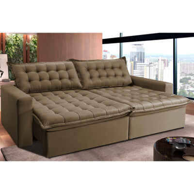 Sofá Retrátil e Reclinável 2,75m Cama inBox Big Fresh com SoftGel D40 Velupluma Castor