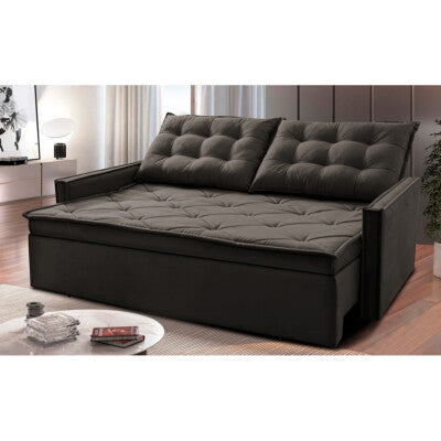 Sofá Sem Caixa Retrátil Baú 1,80m Cama inBox Secret Suede Velusoft Café