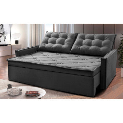 Sofá Sem Caixa Retrátil Baú 1,60m Cama inBox Secret Suede Velusoft Cinza