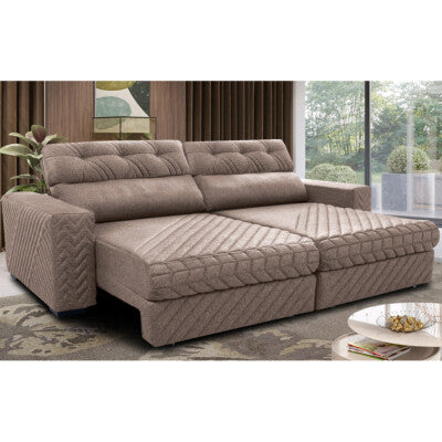 Sofá Retrátil e Reclinável 2,55m Cama inBox Big Fresh com SoftGel D40 Velupluma Bege