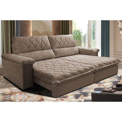 Sofá Retrátil e Reclinável 2,75m Cama inBox Big Fresh com SoftGel D40 Velupluma Castor