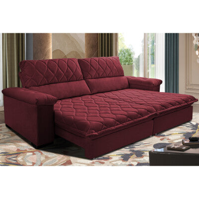 Sofá Retrátil e Reclinável 2,35m Cama inBox Big Fresh com SoftGel D40 Velupluma Vinho