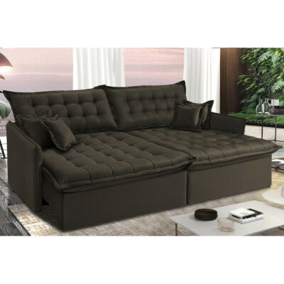 Sofá Sem Caixa Retrátil 1,60m SoftGel Luna Velusoft Café Cama inBox