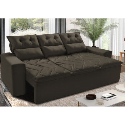 Sofá 3 Lugares Retrátil e Reclinável Cama inBox Senses 2,00m Velusoft Café
