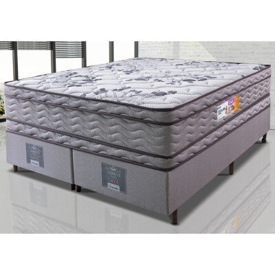 Cama Box King Colchão Pillow Top + Box 193x203x70 Molas Ensacadas Cama inBox Abstrato