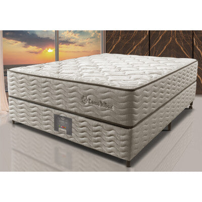 Cama Box Casal (Colchão + Box) 138x188x60 de Molas Ensacadas Cama inBox Smart Gold Bege
