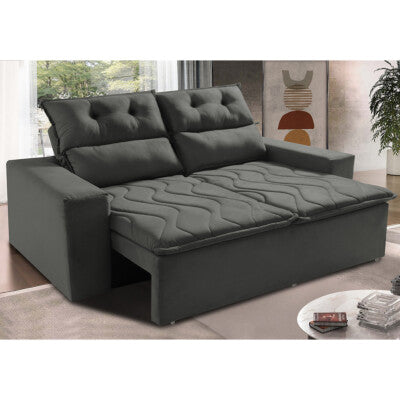 Sofá Sem Caixa Retrátil 1,80m SoftGel Luna Velusoft Cinza Cama inBox