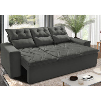 Sofá 3 Lugares Retrátil e Reclinável Cama inBox Senses 2,00m Velusoft Cinza