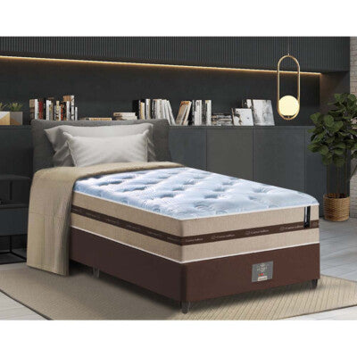 Cama Box Solteiro (Colchão + Box) 88x188x60 de Molas Ensacadas Cama inBox Smart Gold Bege