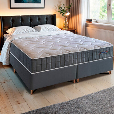 Cama Box King Colchão OrtoFirm + Box 193x203x71 Double Face Espuma D33 Dourado