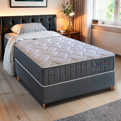 Cama Box Solteiro Colchão OrtoFirm Black + Box 88x188x67 One Face Espuma D33 Preto