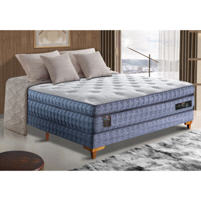 Cama Box Casal Colchão Euro + Box 138x188x71 Molas Ensacadas Cama inBox Ocean Bege