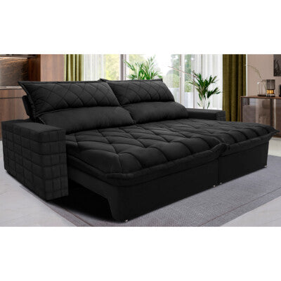 Sofá Retrátil e Reclinável 2,35m Cama inBox Big Fresh com SoftGel D40 Velupluma Preto