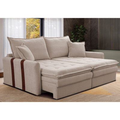Sofá Baú Sem Caixa Retrátil 1,60m SoftGel Bonnie Boucle Cinza Escuro Cama inBox